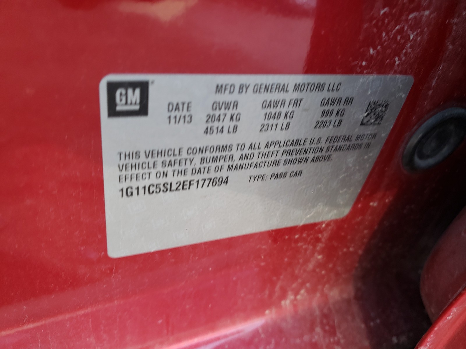 Photo 10 from auction – 2014 CHEVROLET MALIBU 1LT with VIN 1G11C5SL2EF177694