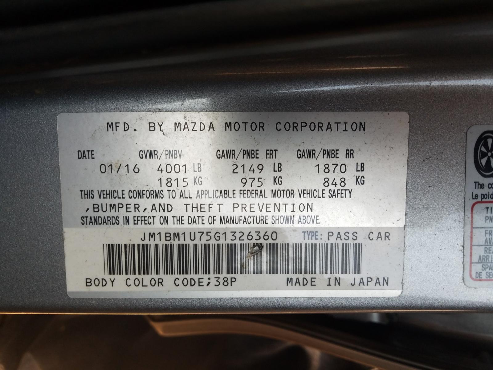 Photo 10 from auction – 2016 MAZDA 3 SPORT with VIN JM1BM1U75G1326360