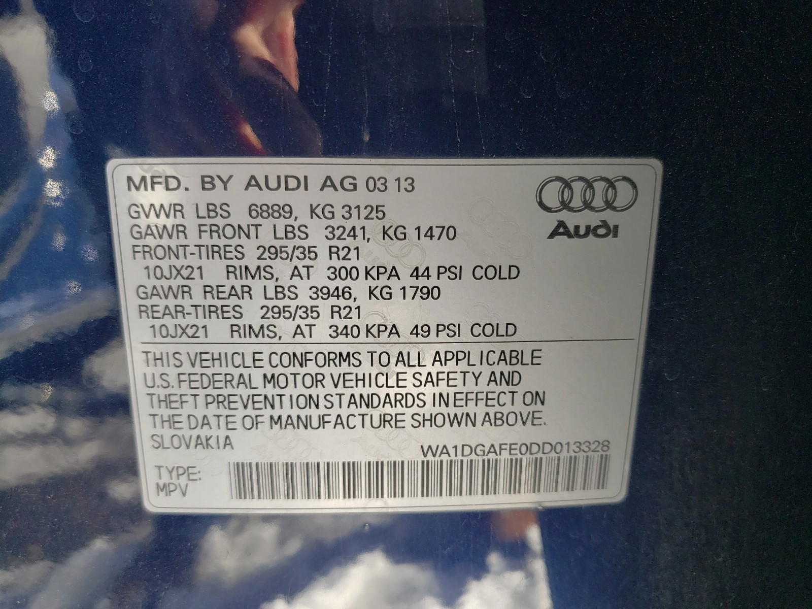 Photo 10 from auction – 2013 AUDI Q7 PRESTIG with VIN WA1DGAFE0DD013328