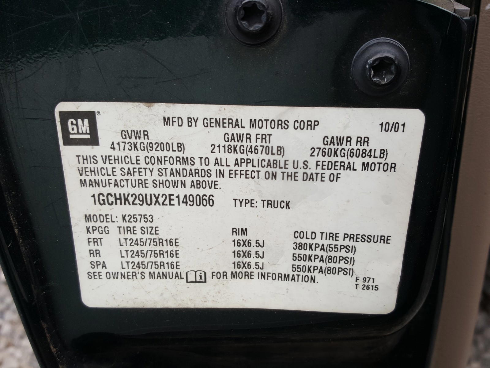 Photo 10 from auction – 2002 CHEVROLET SILVERADO with VIN 1GCHK29UX2E149066
