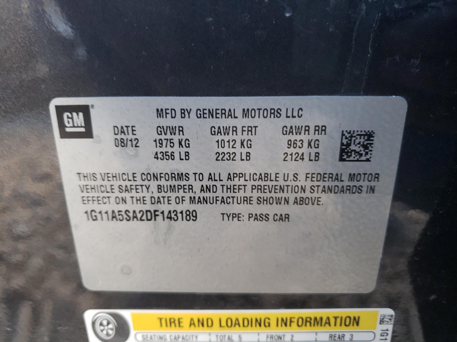Photo 10 from auction – 2013 CHEVROLET MALIBU LS with VIN 1G11A5SA2DF143189