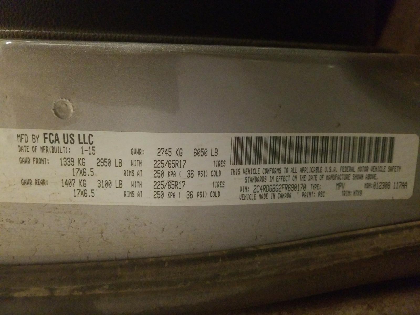 Photo 10 from auction – 2015 DODGE GRAND CARA with VIN 2C4RDGBG2FR690170