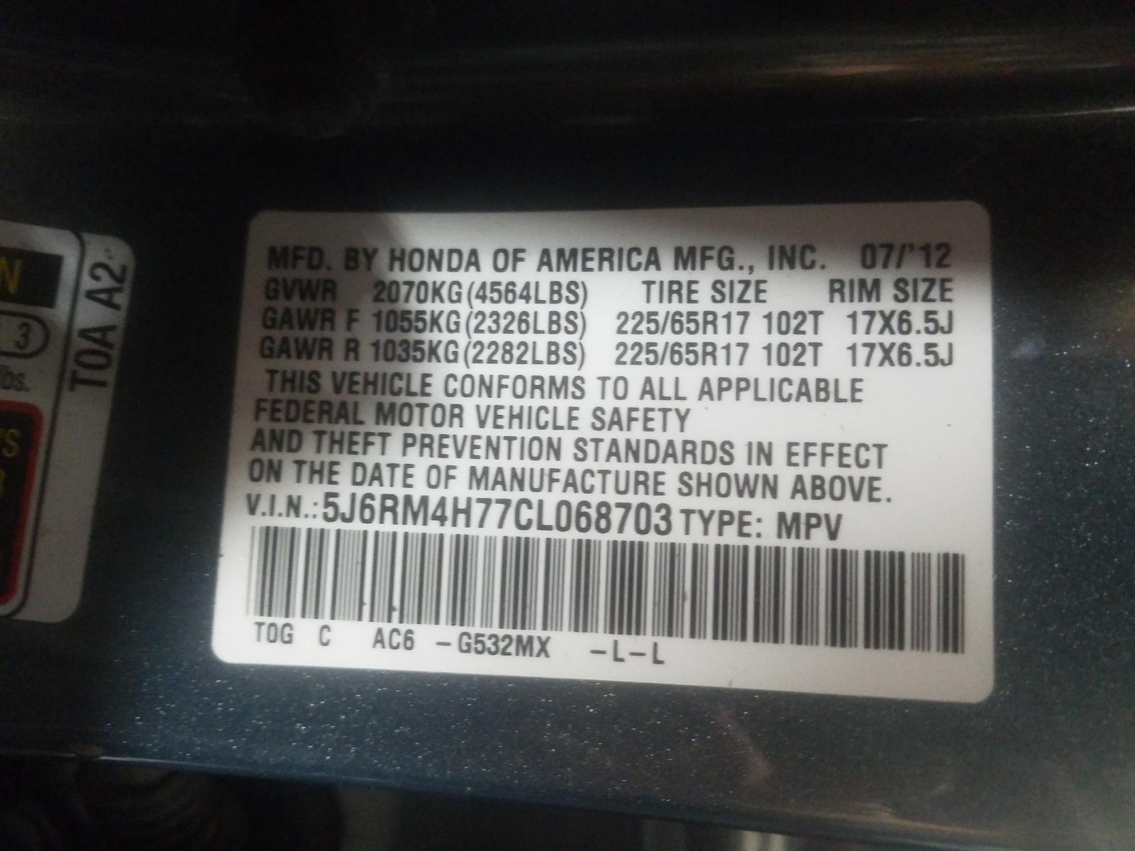 Photo 10 from auction – 2012 HONDA CR-V EXL with VIN 5J6RM4H77CL068703