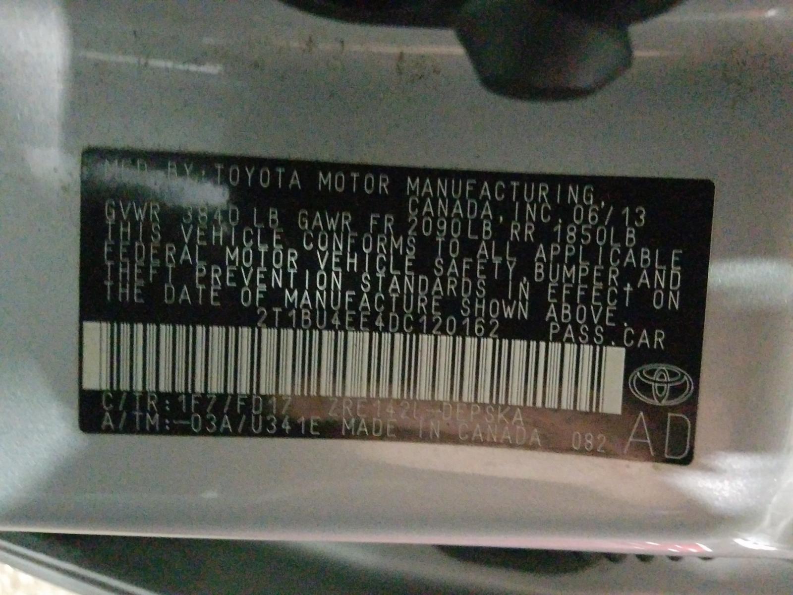 Photo 10 from auction – 2013 TOYOTA COROLLA BA with VIN 2T1BU4EE4DC120162