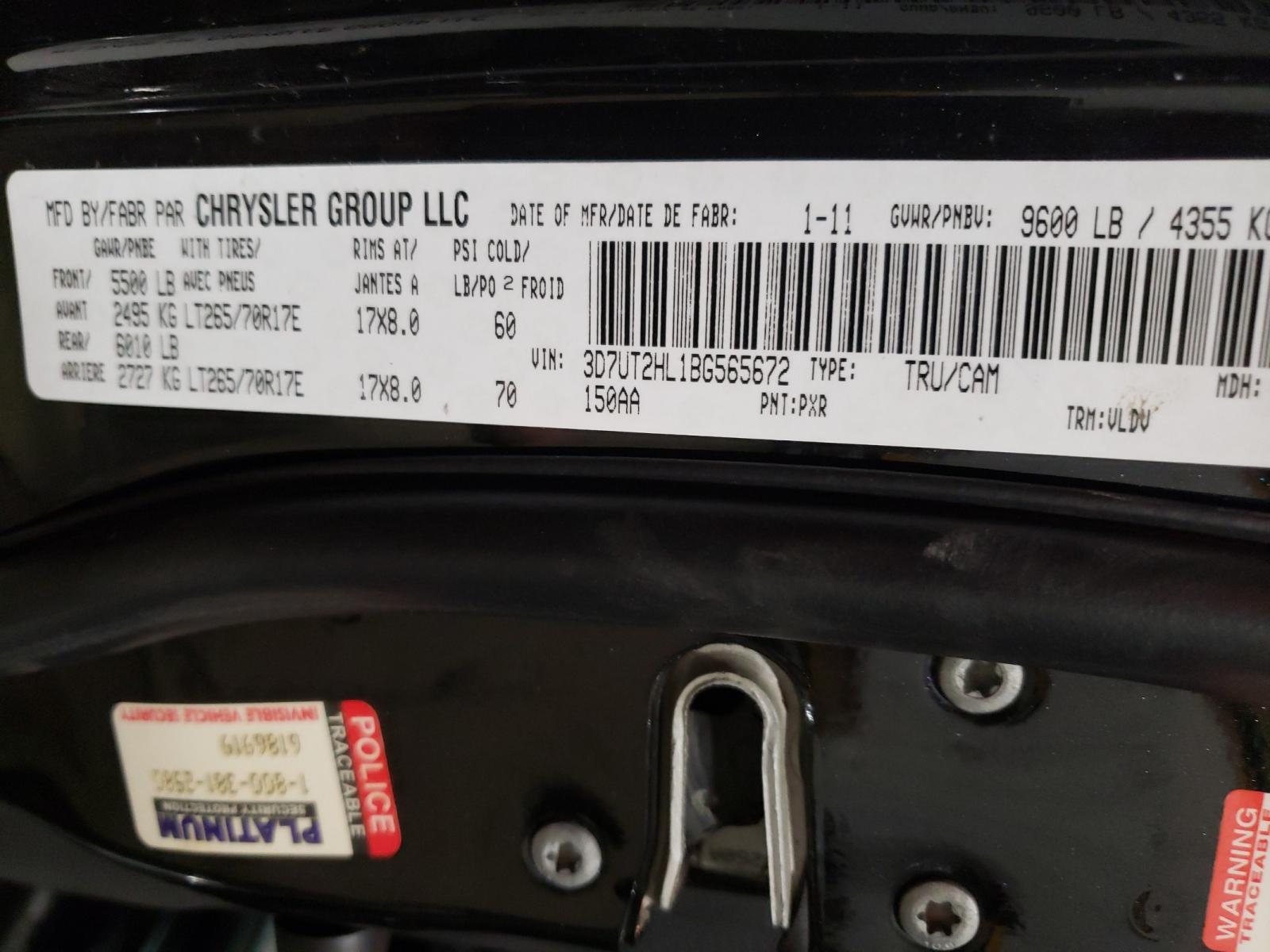 Photo 10 from auction – 2011 DODGE RAM 2500 with VIN 3D7UT2HL1BG565672