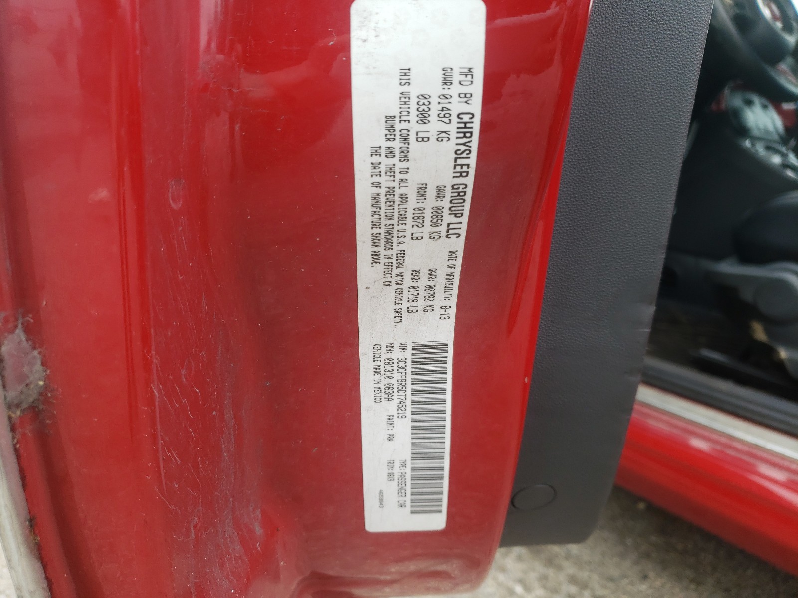 Photo 10 from auction – 2013 FIAT 500 SPORT with VIN 3C3CFFBR5DT745219