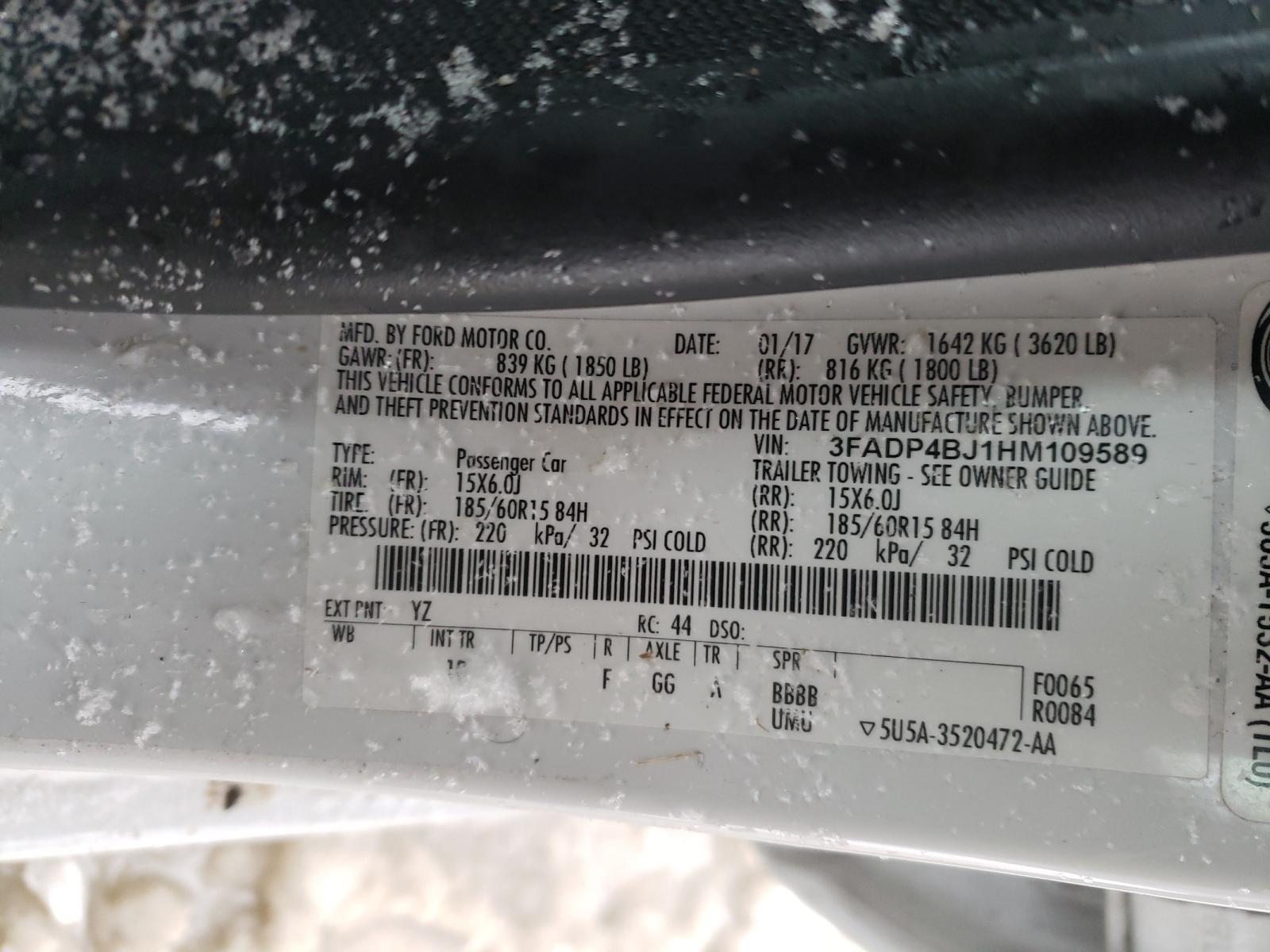 Photo 20 from auction – 2017 FORD FIESTA SE with VIN 3FADP4BJ1HM109589