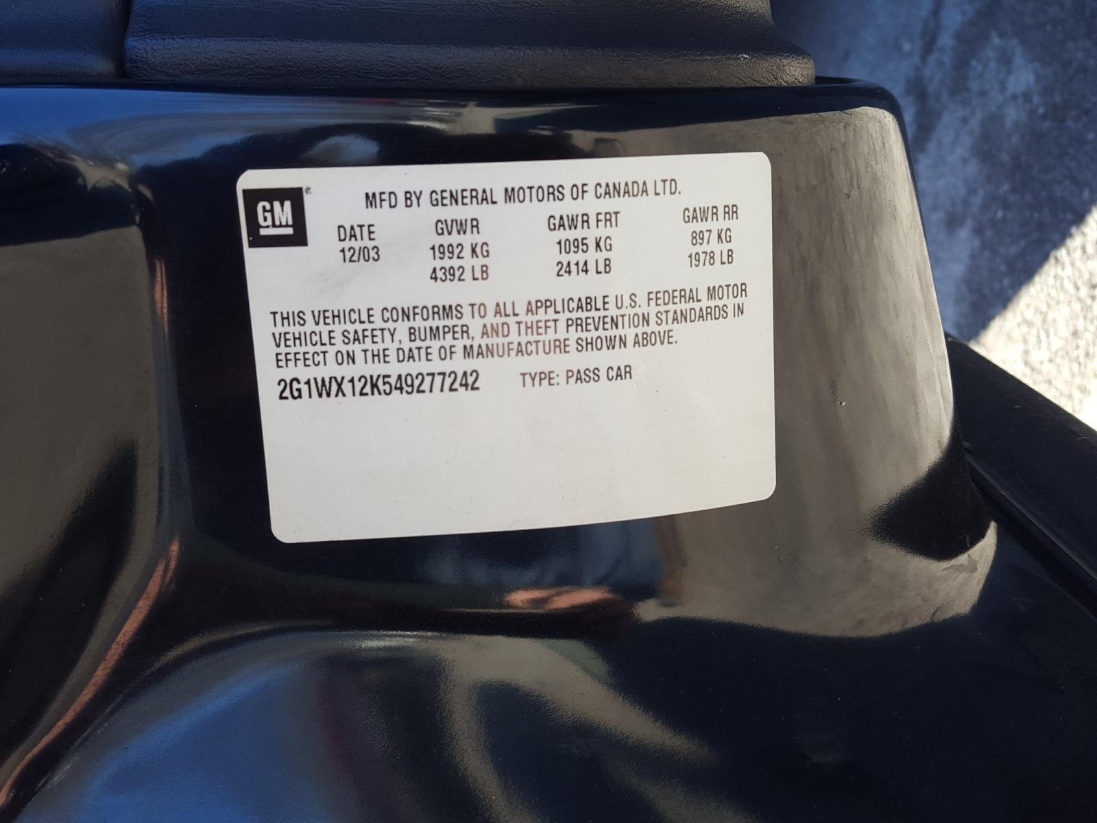 Photo 10 from auction – 2004 CHEVROLET MONTE CARL with VIN 2G1WX12K549277242
