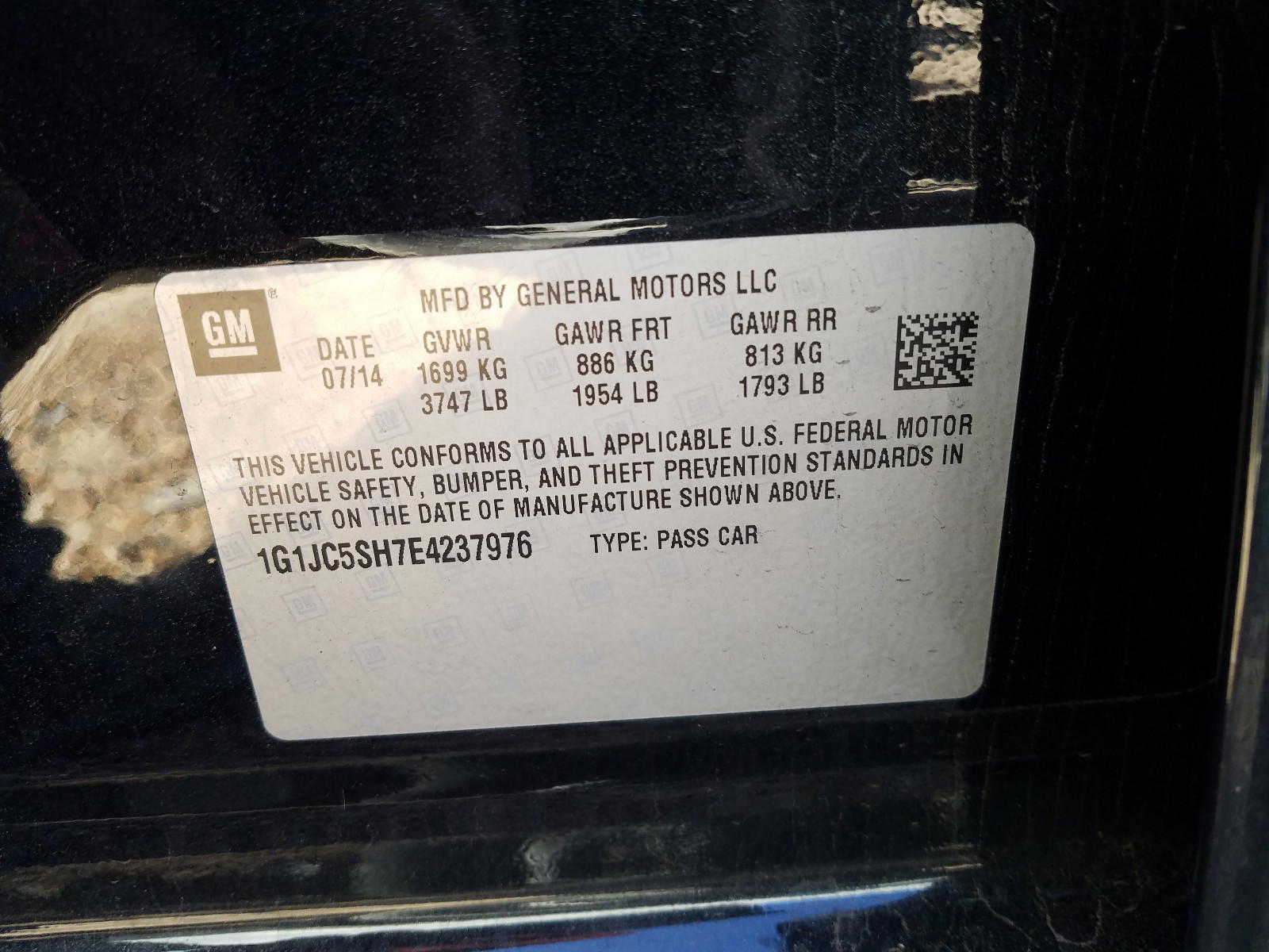 Photo 10 from auction – 2014 CHEVROLET SONIC LT with VIN 1G1JC5SH7E4237976