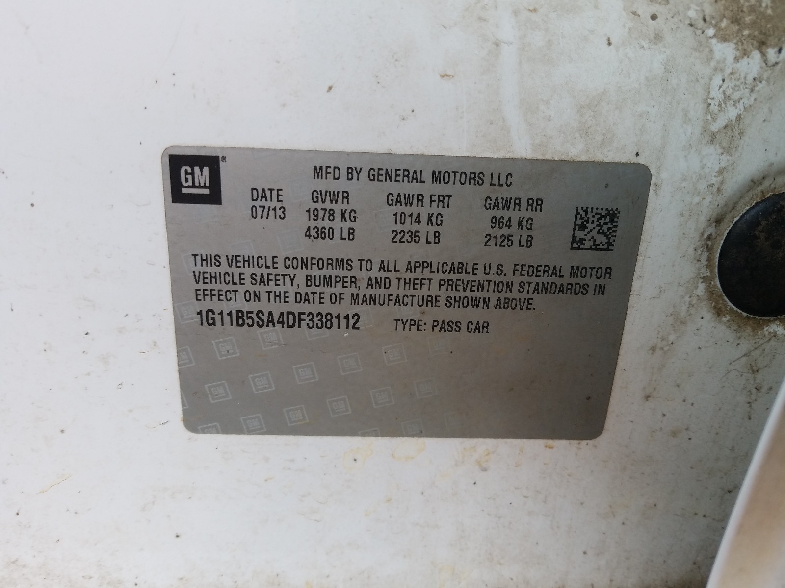 Photo 10 from auction – 2013 CHEVROLET MALIBU LS with VIN 1G11B5SA4DF338112