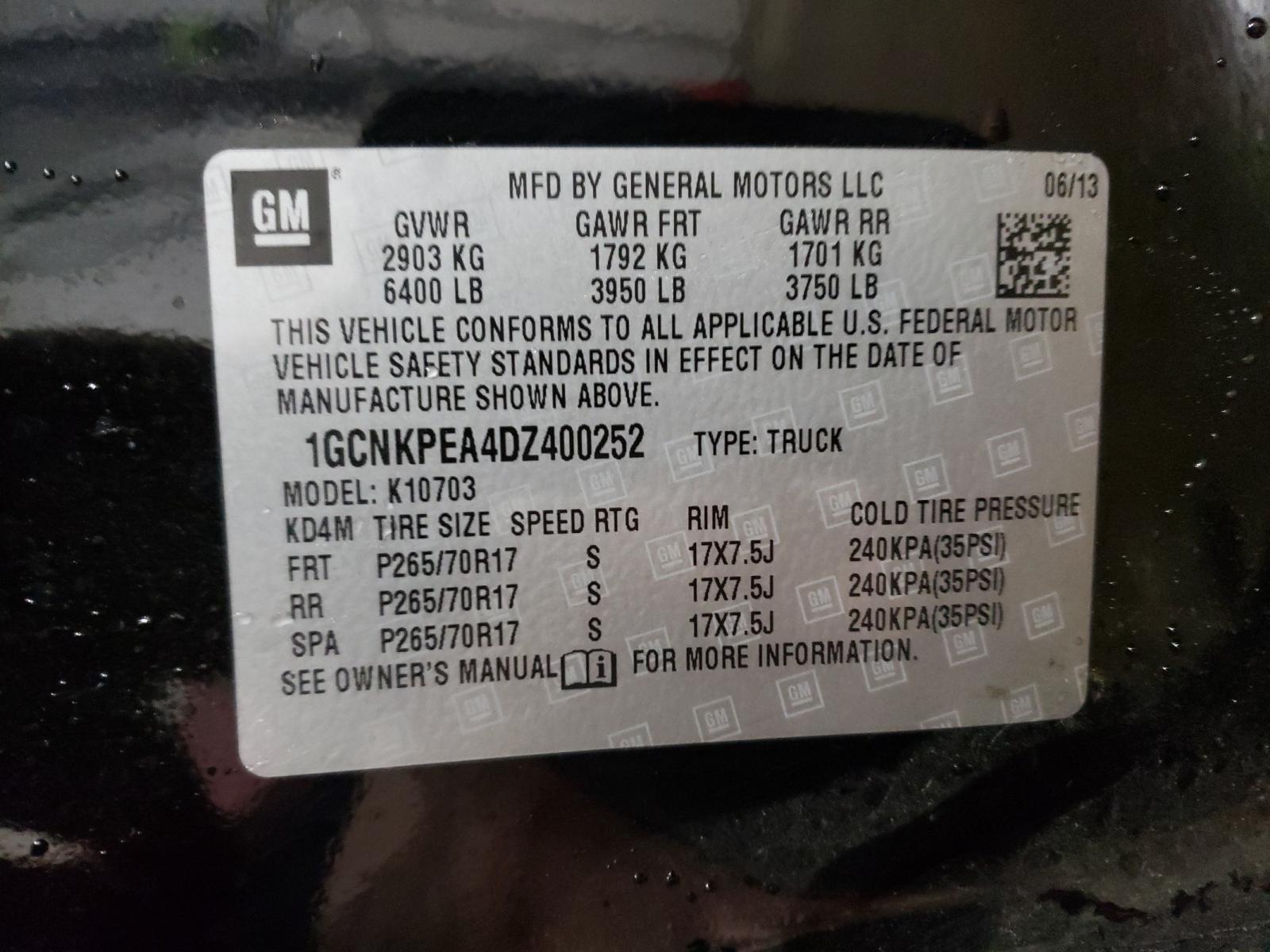 Photo 10 from auction – 2013 CHEVROLET SILVERADO with VIN 1GCNKPEA4DZ400252