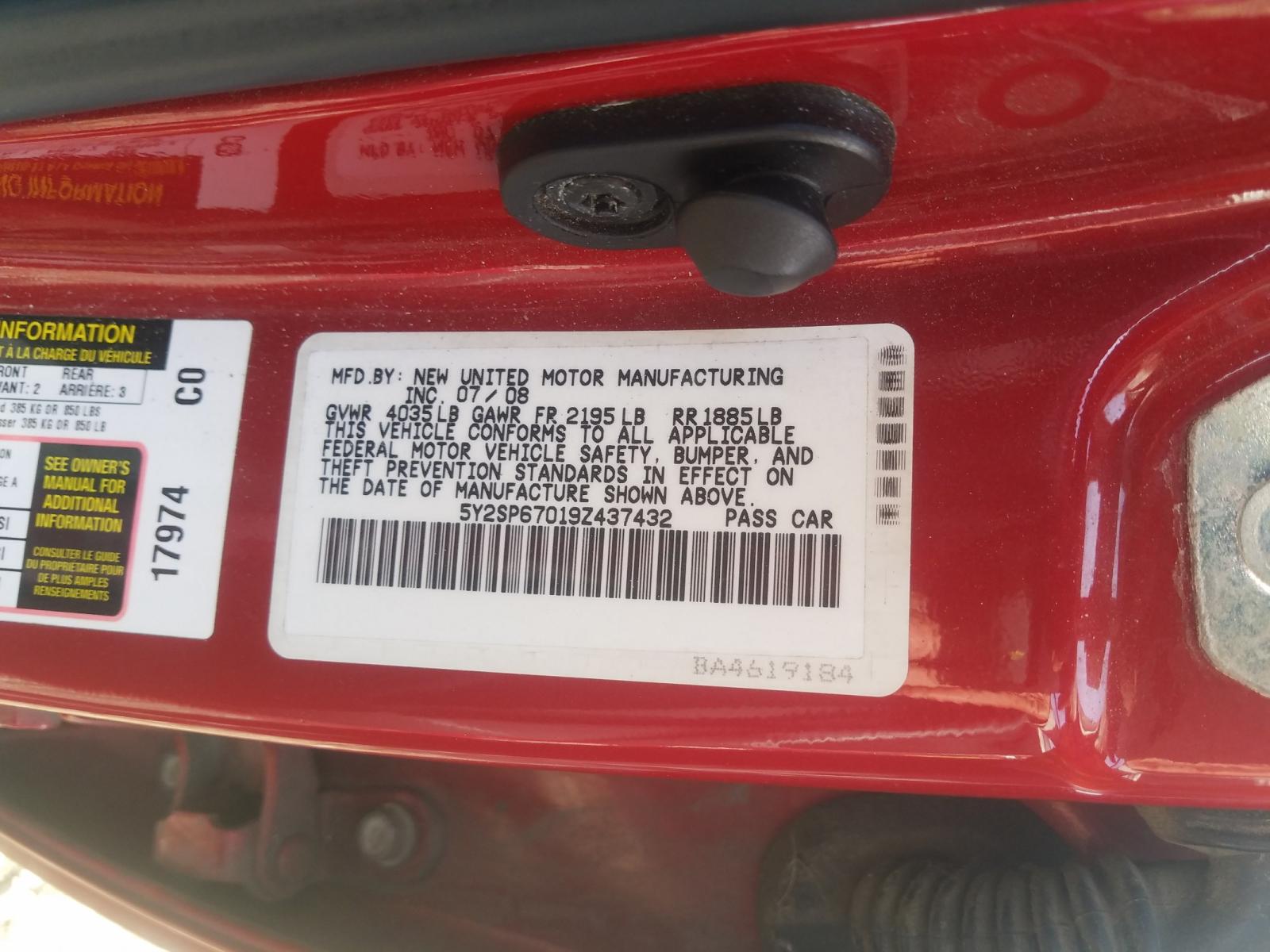 Photo 10 from auction – 2009 PONTIAC VIBE with VIN 5Y2SP67019Z437432