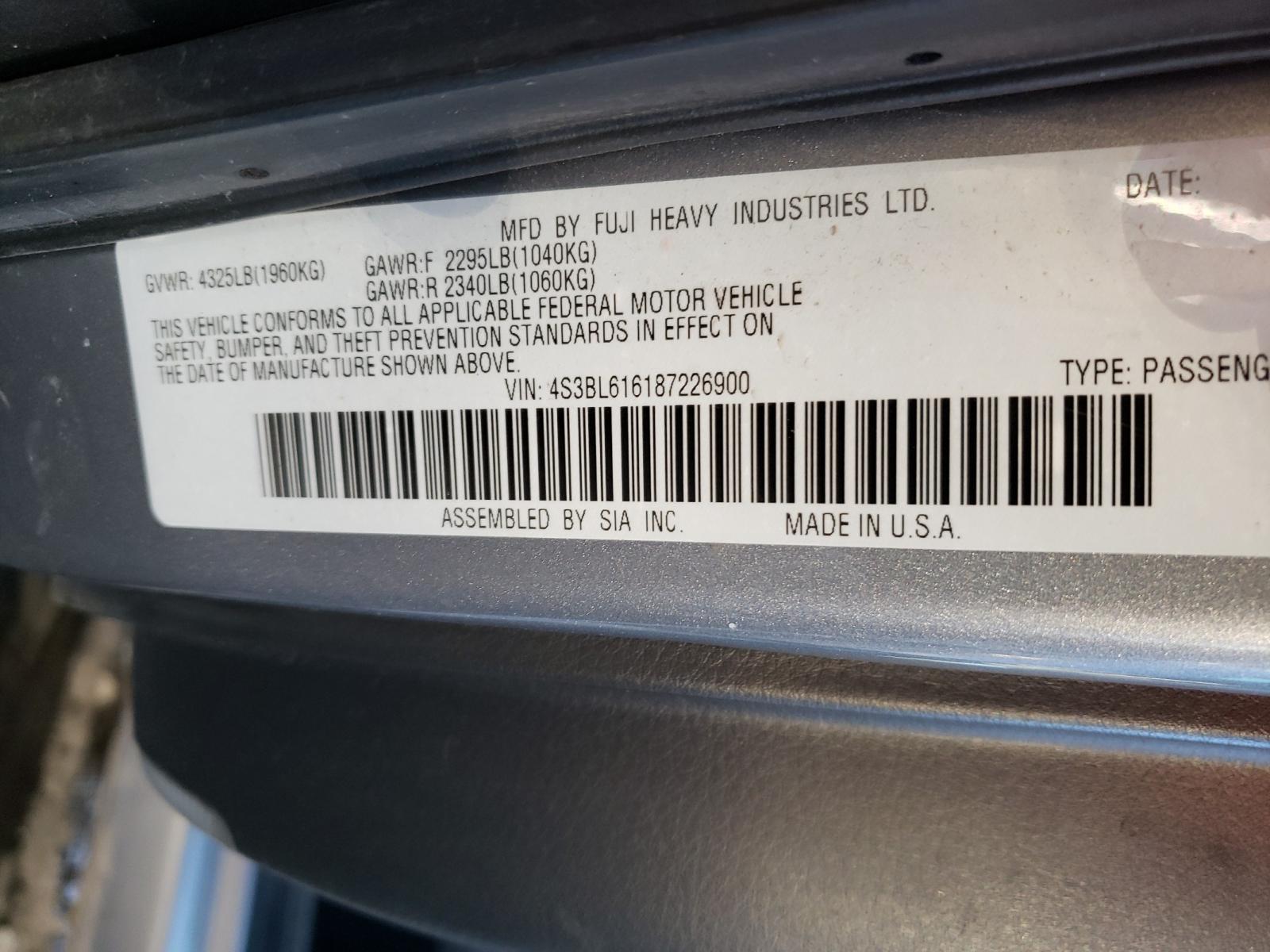 Photo 10 from auction – 2008 SUBARU LEGACY 2.5 with VIN 4S3BL616187226900