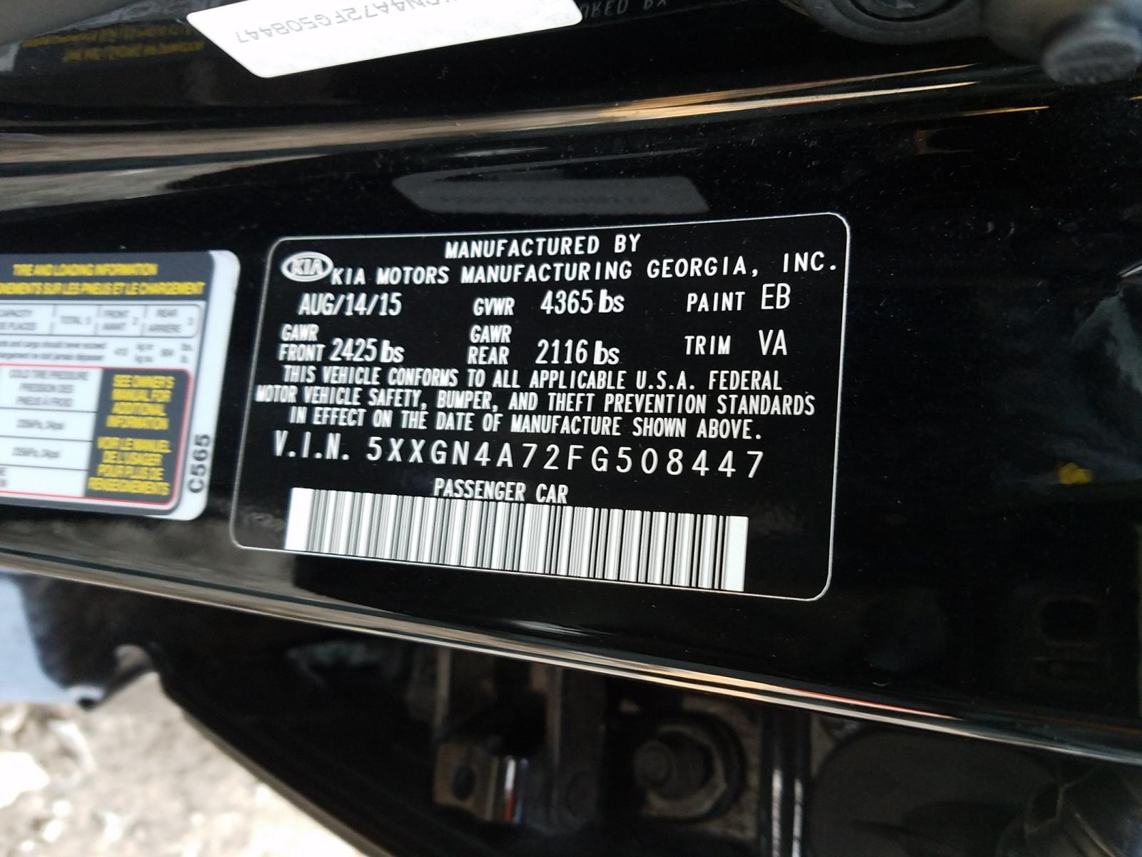 Photo 10 from auction – 2015 KIA OPTIMA EX with VIN 5XXGN4A72FG508447