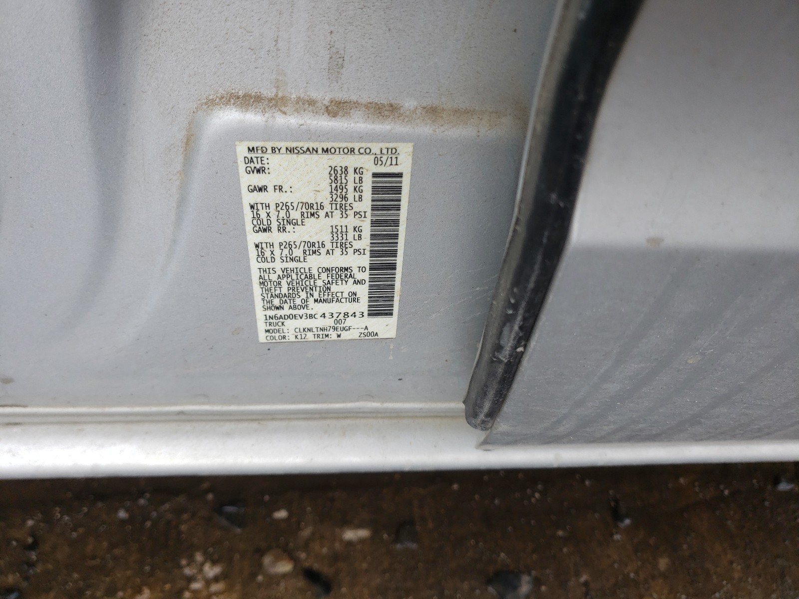 Фото 10 с аукциона – 2011 NISSAN FRONTIER S с VIN 1N6AD0EV3BC437843