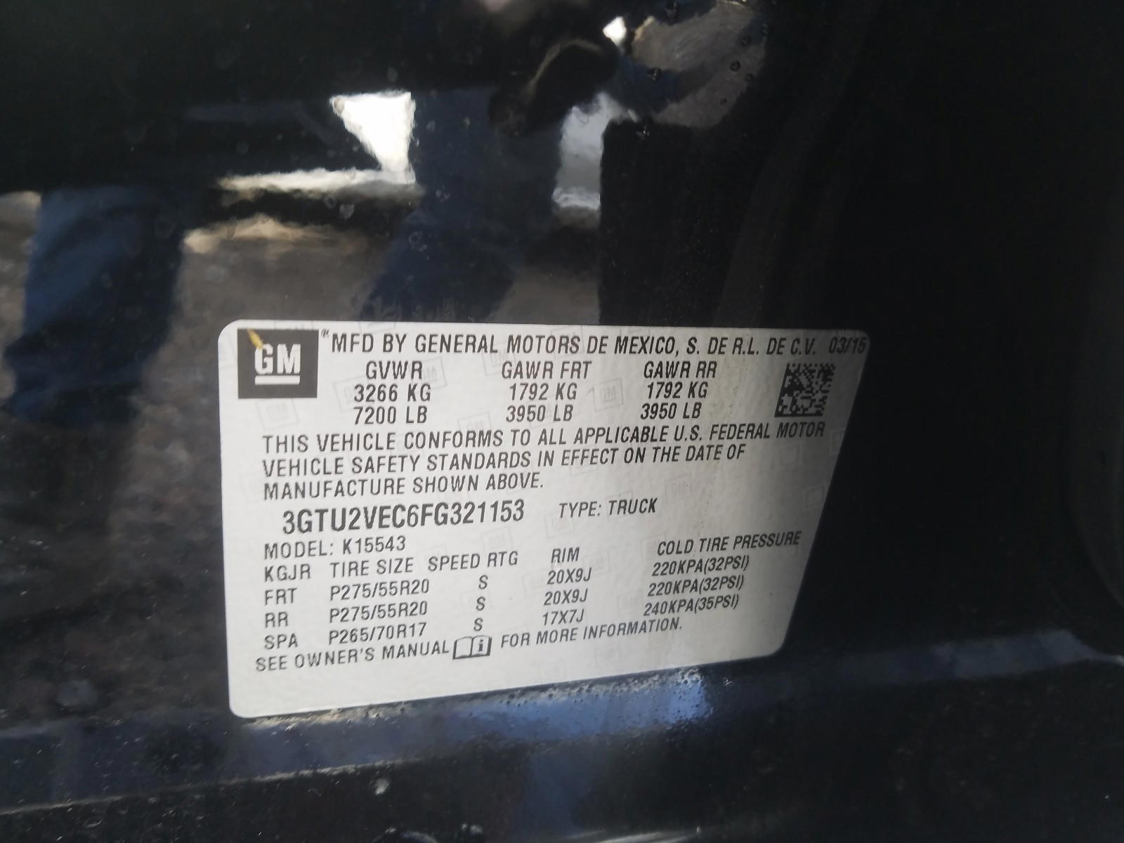 Photo 10 from auction – 2015 GMC SIERRA K15 with VIN 3GTU2VEC6FG321153