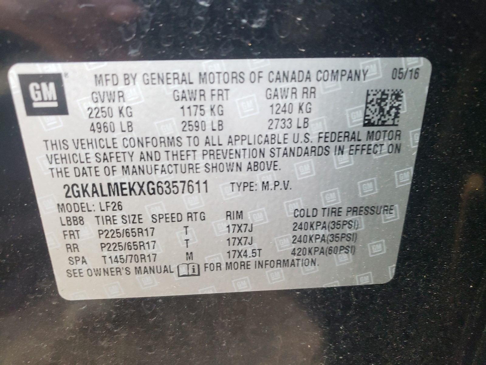 Zdjęcie 10 z aukcji – 2016 GMC TERRAIN SL z VIN 2GKALMEKXG6357611