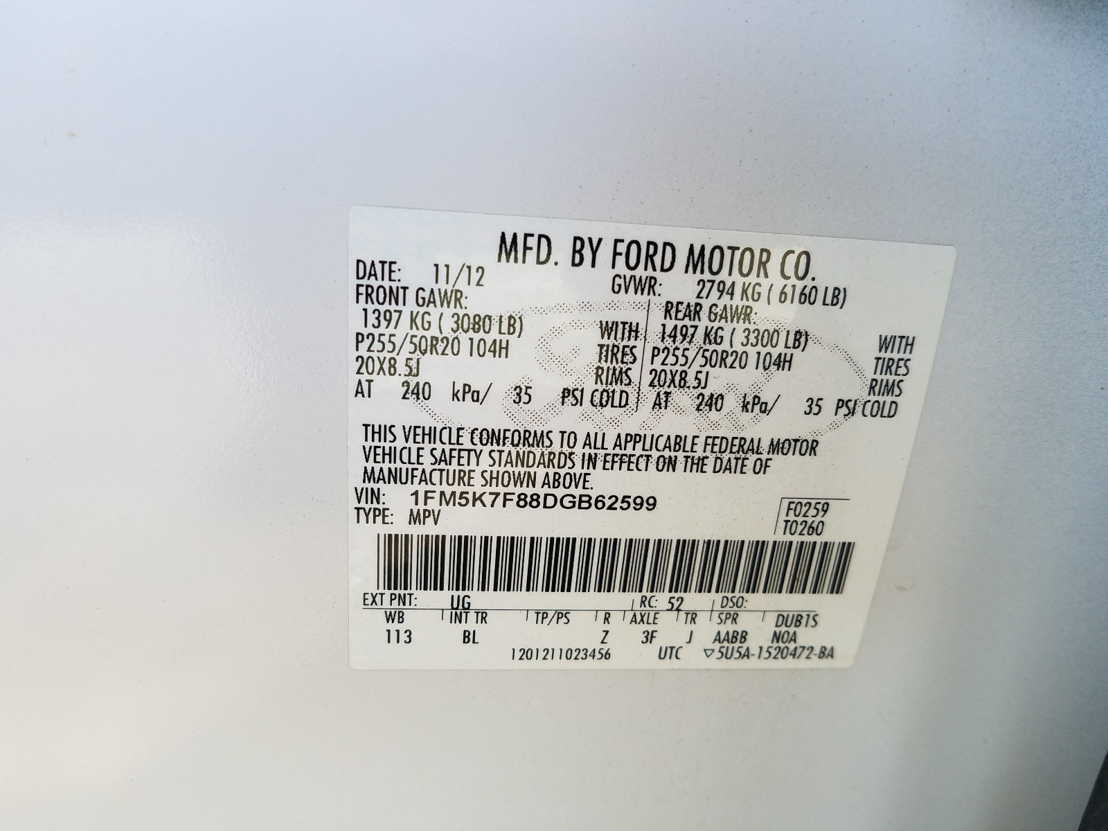 Zdjęcie 10 z aukcji – 2013 FORD EXPLORER L z VIN 1FM5K7F88DGB62599