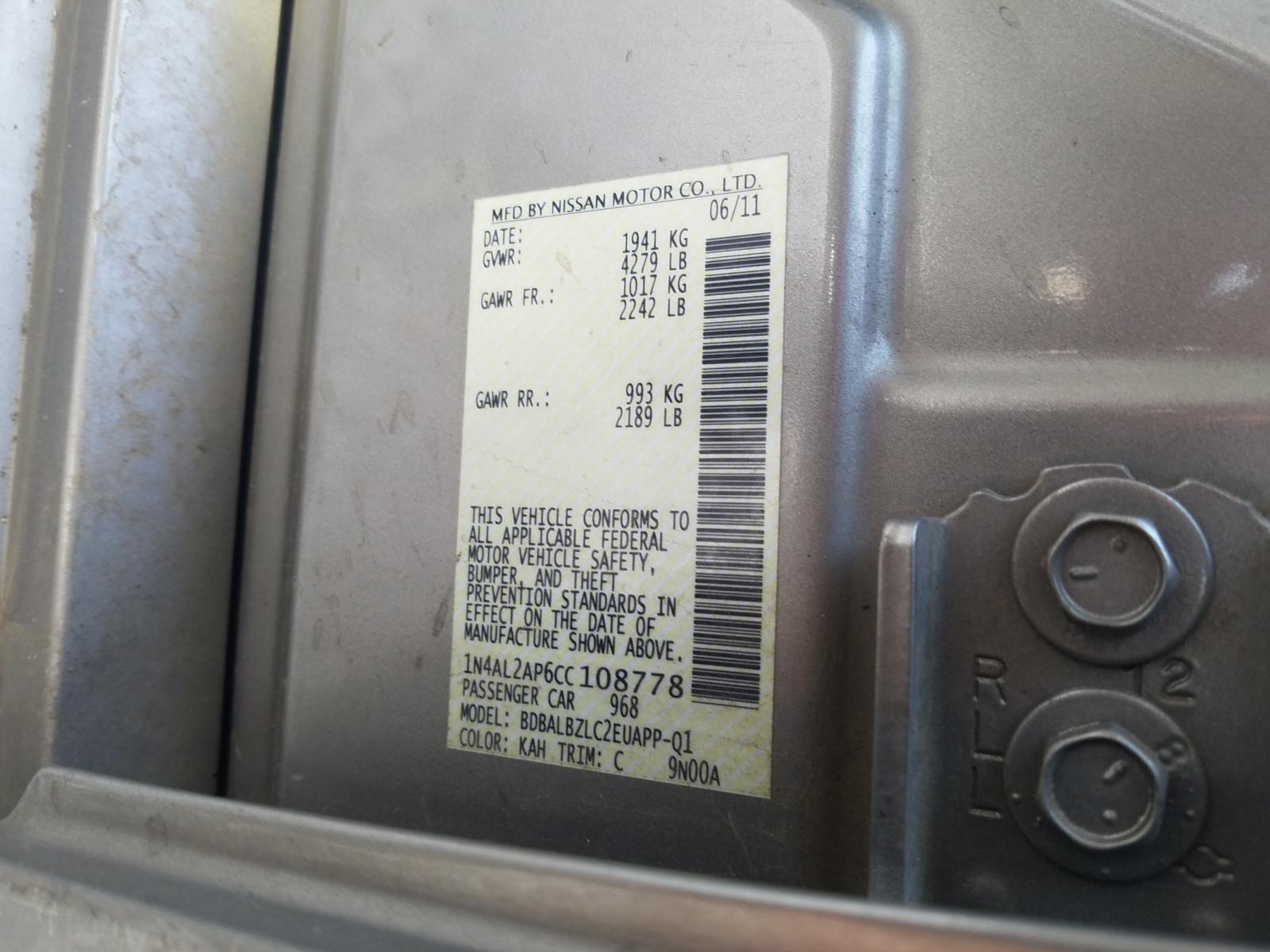 Photo 10 from auction – 2012 NISSAN ALTIMA BAS with VIN 1N4AL2AP6CC108778