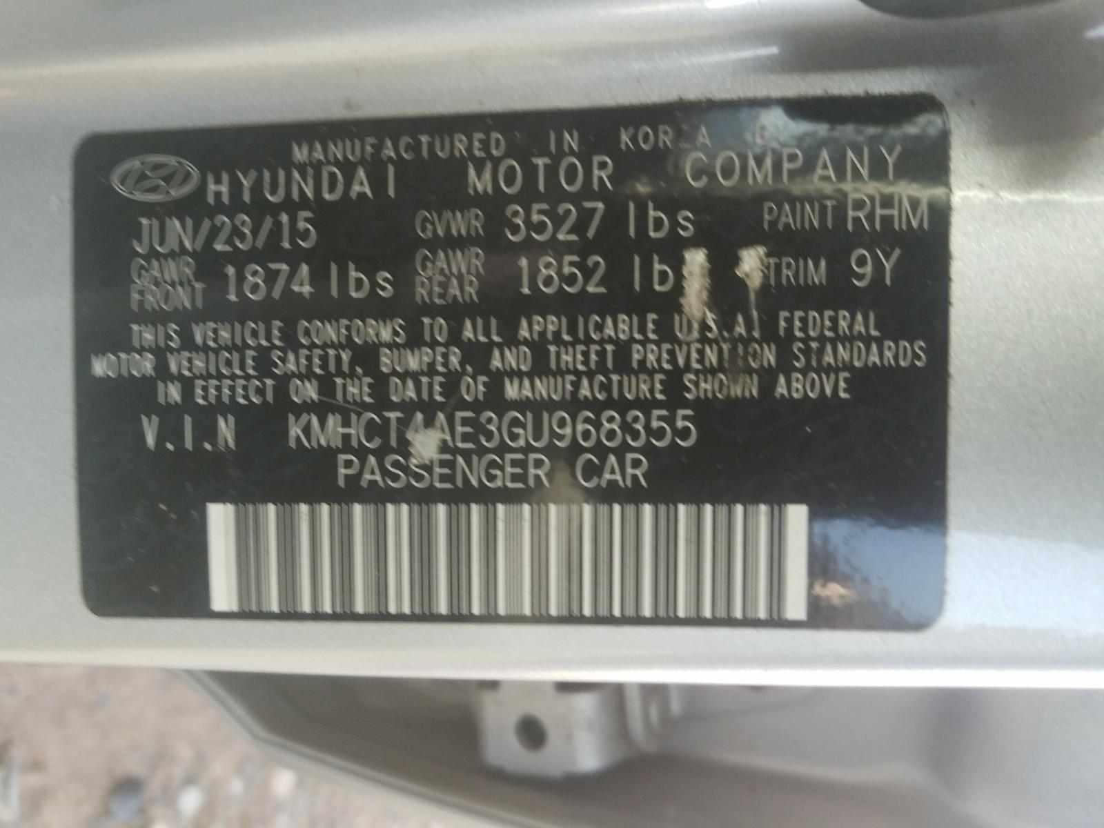 Photo 10 from auction – 2016 HYUNDAI ACCENT SE with VIN KMHCT4AE3GU968355