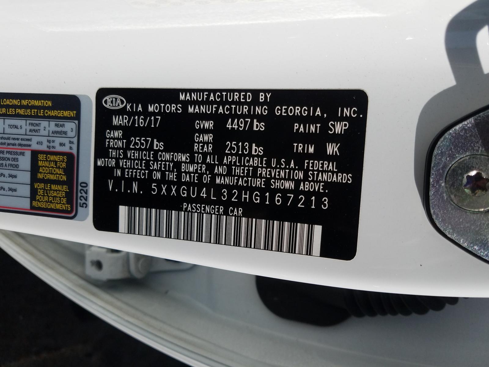 Photo 10 from auction – 2017 KIA OPTIMA EX with VIN 5XXGU4L32HG167213