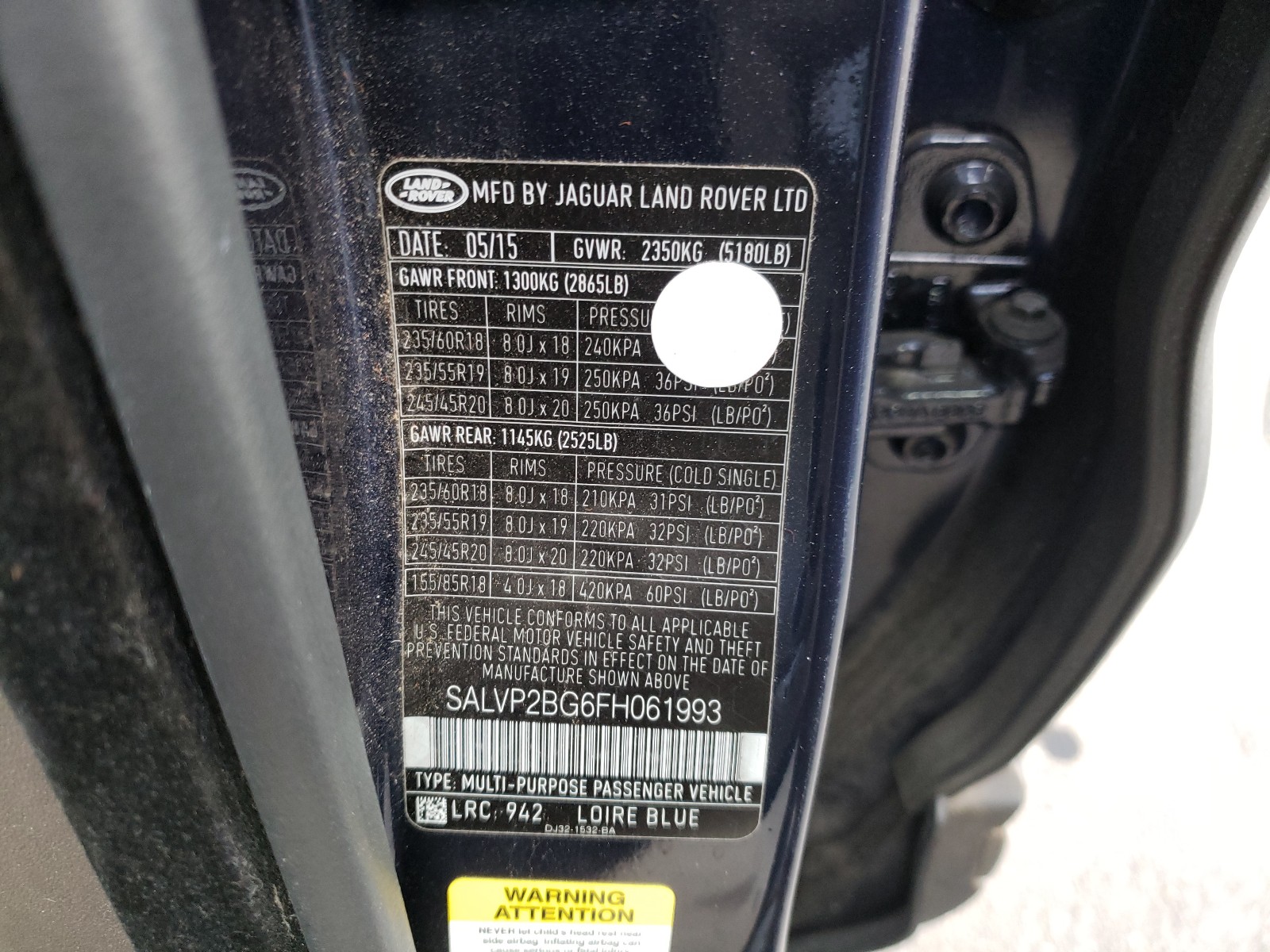 Photo 10 from auction – 2015 LAND ROVER RANGE ROVE with VIN SALVP2BG6FH061993
