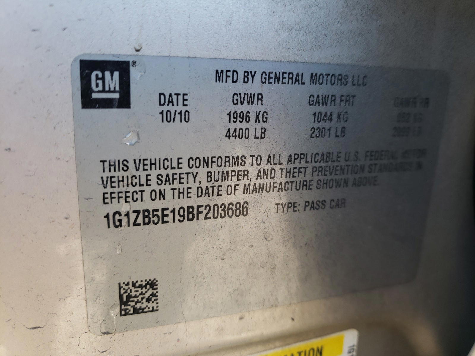 Photo 10 from auction – 2011 CHEVROLET MALIBU LS with VIN 1G1ZB5E19BF203686