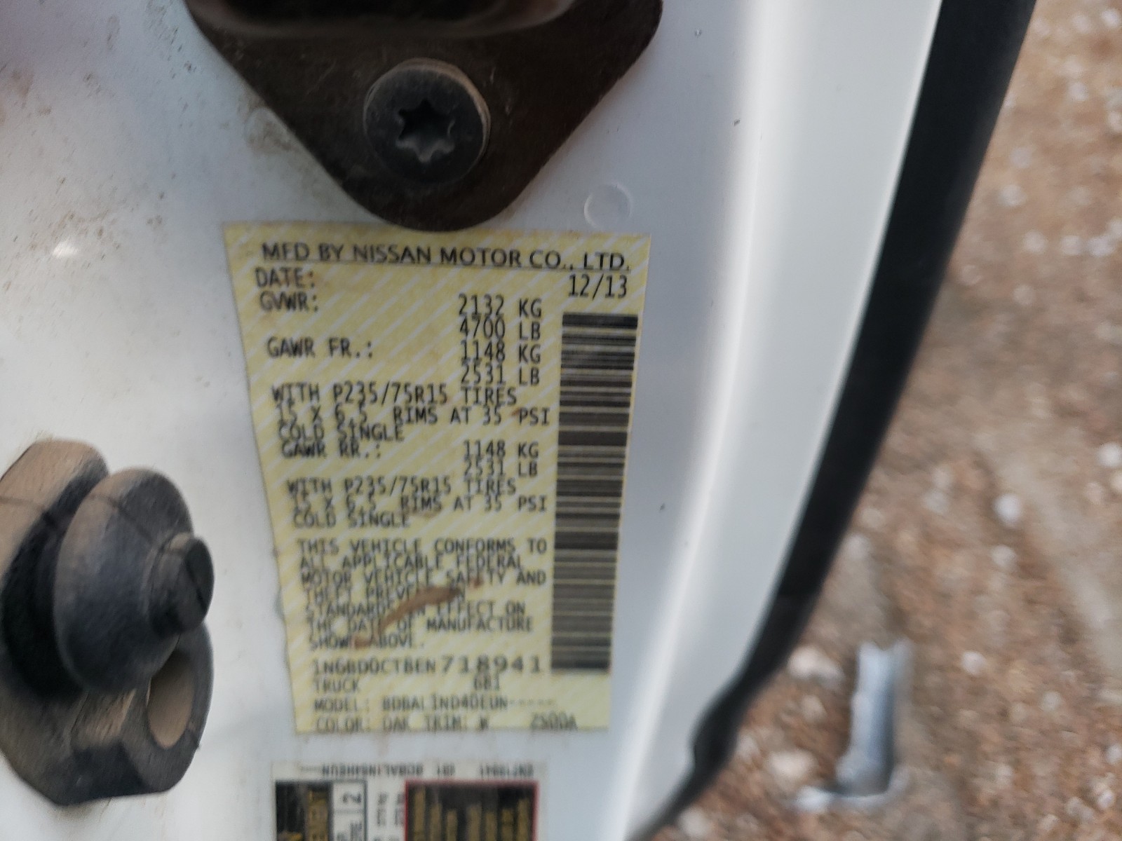 Photo 10 from auction – 2014 NISSAN FRONTIER S with VIN 1N6BD0CT8EN718941