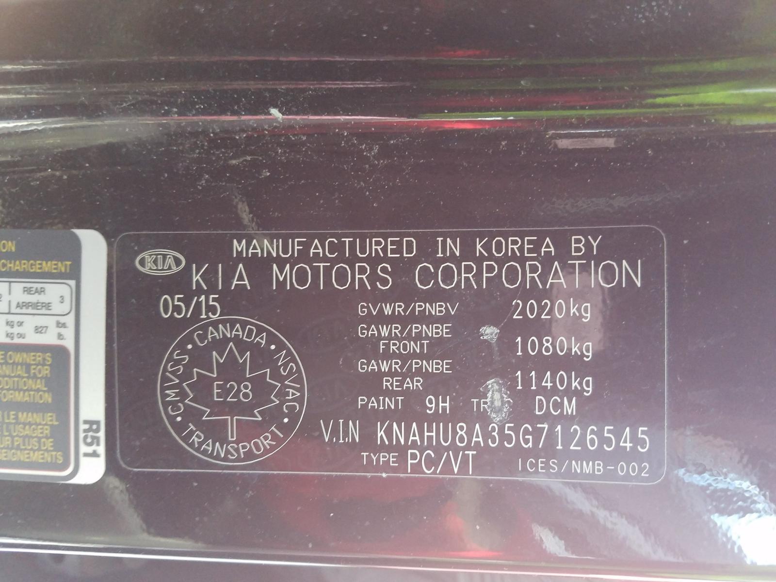 Photo 10 from auction – 2016 KIA RONDO with VIN KNAHU8A35G7126545