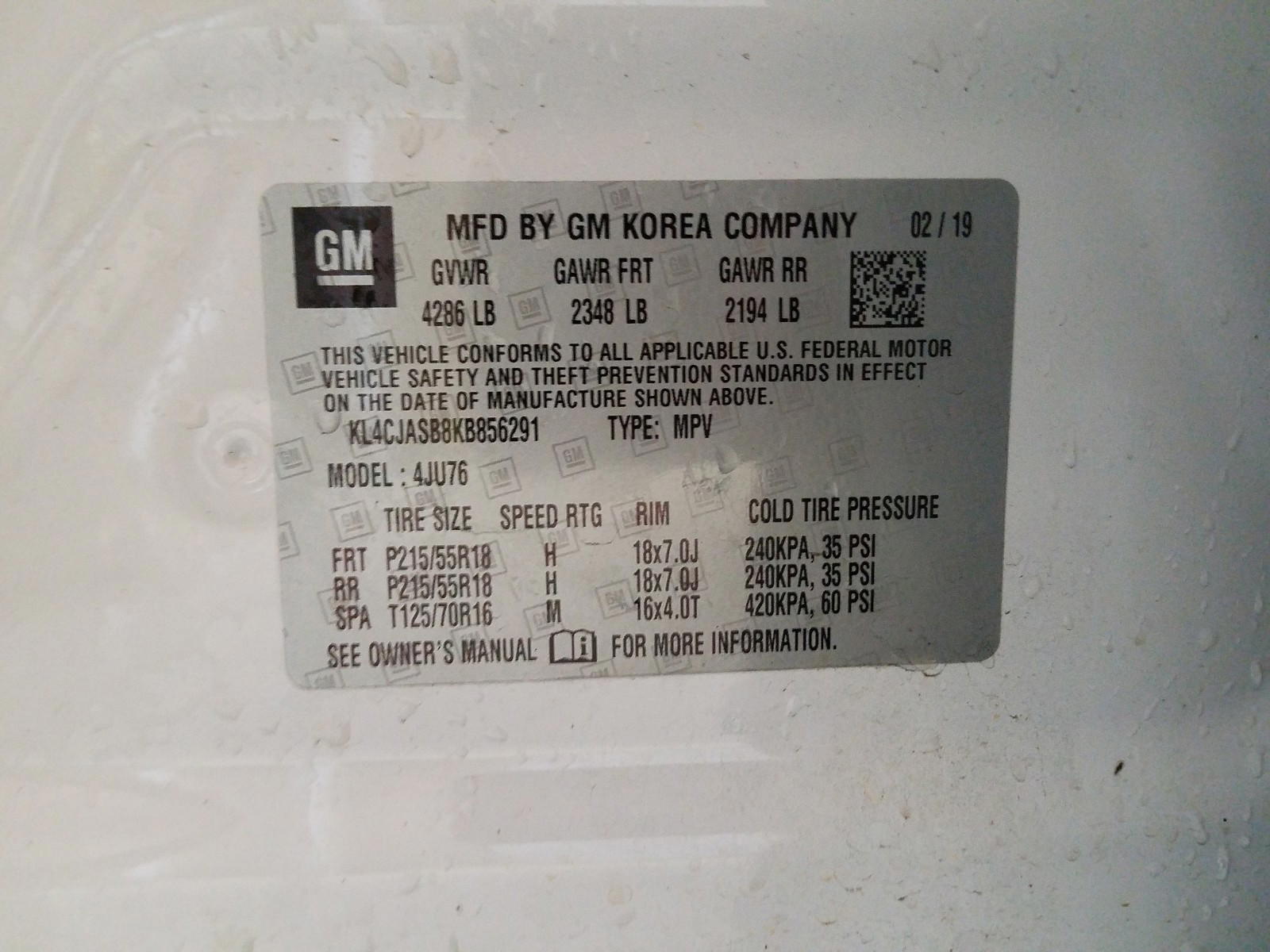 Photo 10 from auction – 2019 BUICK ENCORE PRE with VIN KL4CJASB8KB856291