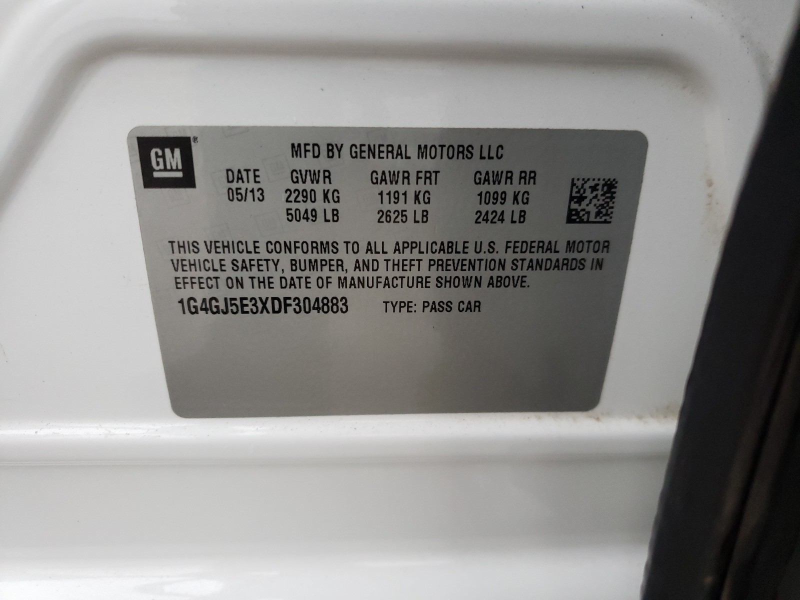 Photo 10 from auction – 2013 BUICK LACROSSE T with VIN 1G4GJ5E3XDF304883
