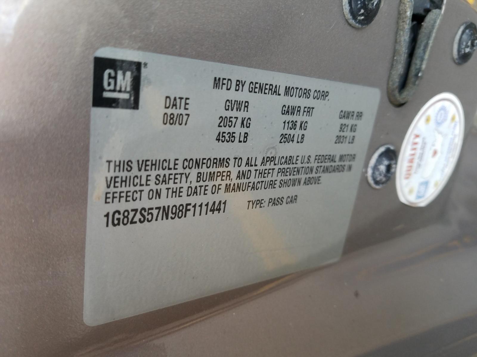 Photo 10 from auction – 2008 SATURN AURA XE with VIN 1G8ZS57N98F111441
