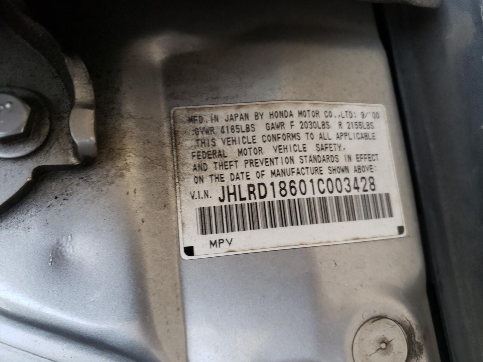 Photo 10 from auction – 2001 HONDA CR-V EX with VIN JHLRD18601C003428