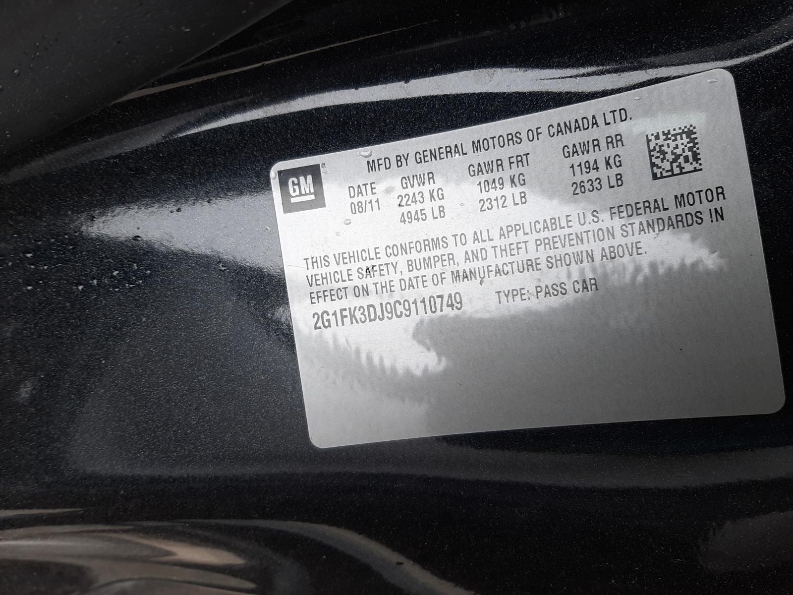 Photo 10 from auction – 2012 CHEVROLET CAMARO 2SS with VIN 2G1FK3DJ9C9110749
