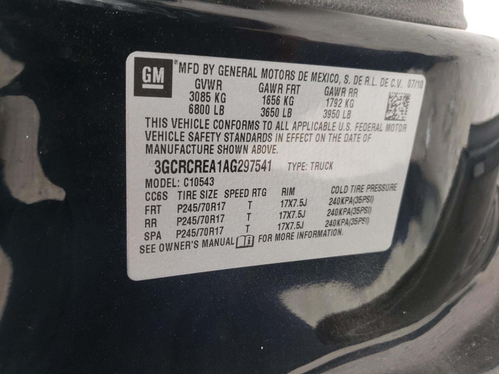 Photo 10 from auction – 2010 CHEVROLET SILVERADO with VIN 3GCRCREA1AG297541