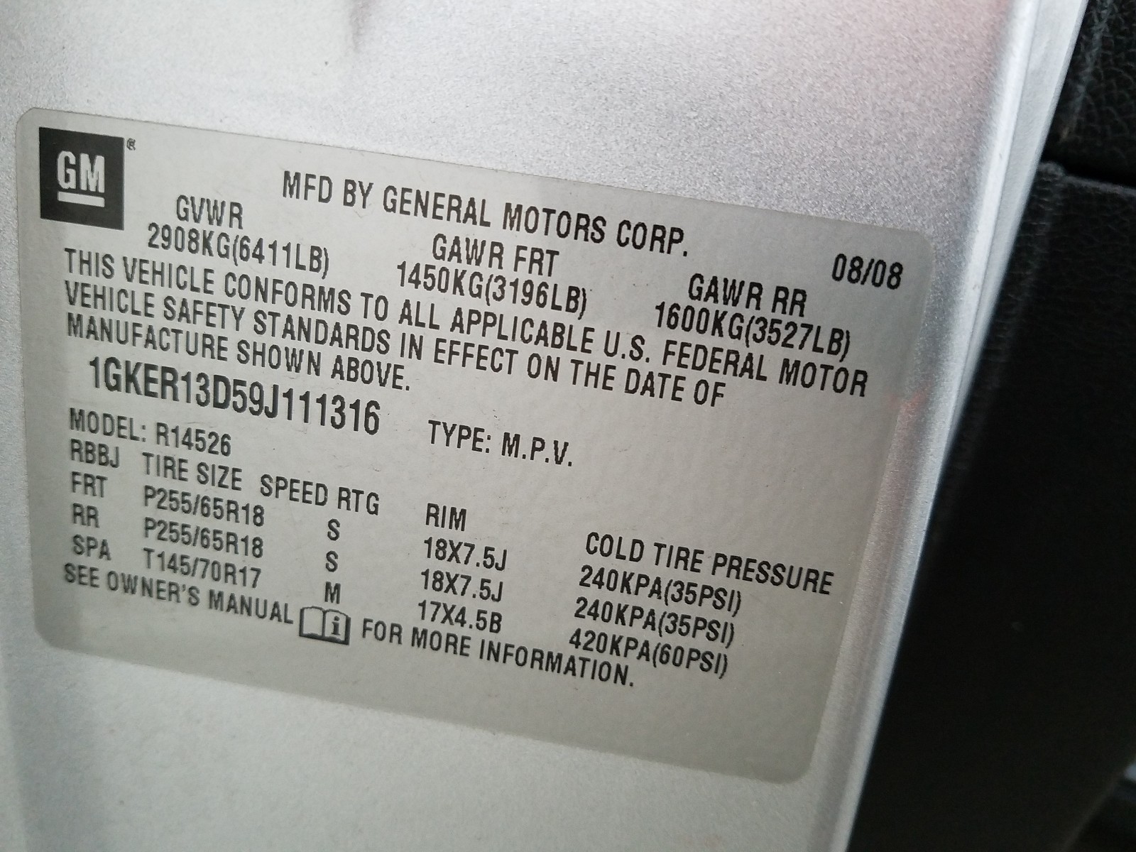 Photo 10 from auction – 2009 GMC ACADIA SLE with VIN 1GKER13D59J111316