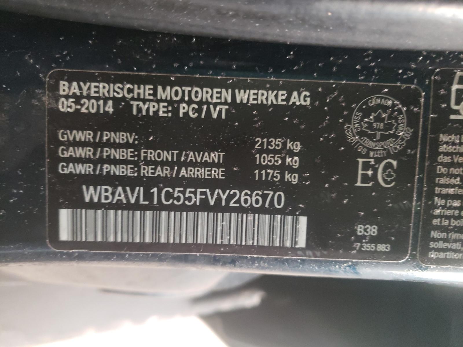 Photo 10 from auction – 2015 BMW X1 XDRIVE2 with VIN WBAVL1C55FVY26670