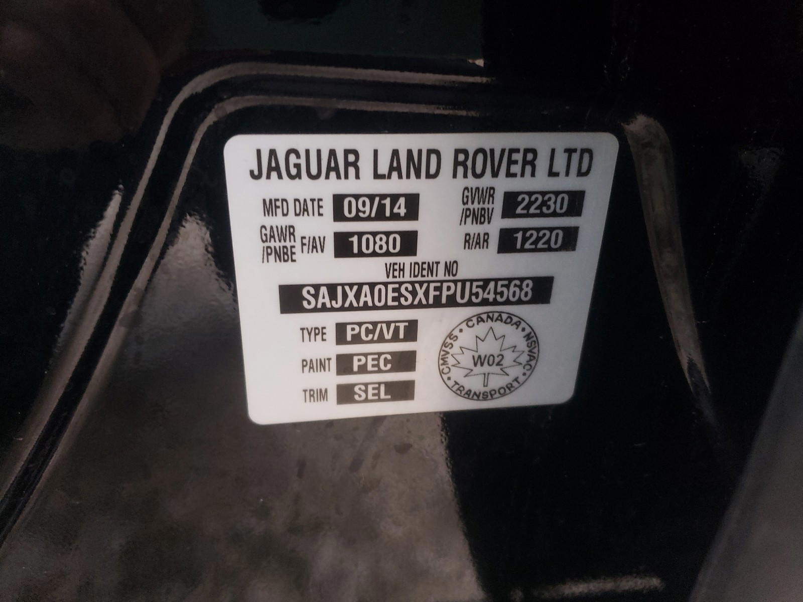 Photo 10 from auction – 2015 JAGUAR XF with VIN SAJXA0ESXFPU54568