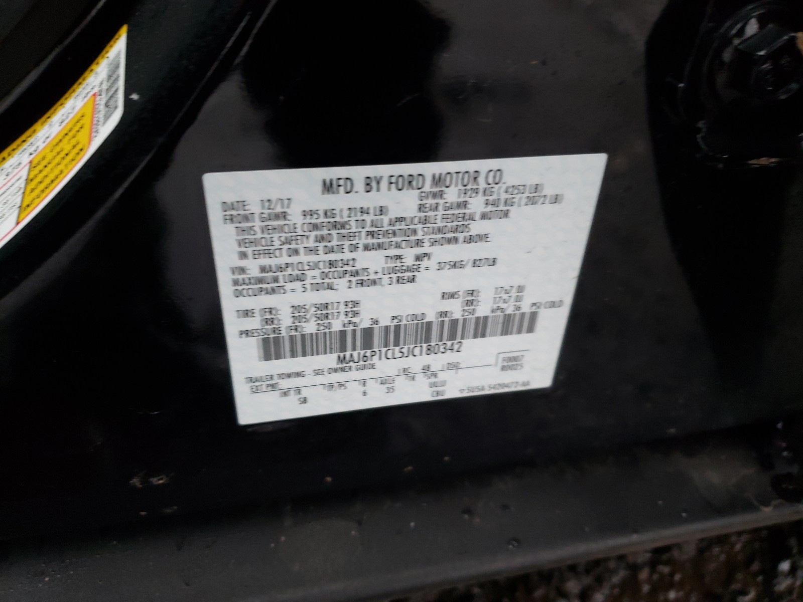 Photo 10 from auction – 2018 FORD ECOSPORT with VIN MAJ6P1CL5JC180342