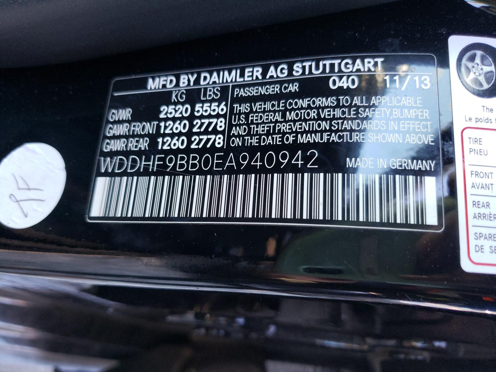Photo 10 from auction – 2014 MERCEDES-BENZ E 550 4MAT with VIN WDDHF9BB0EA940942