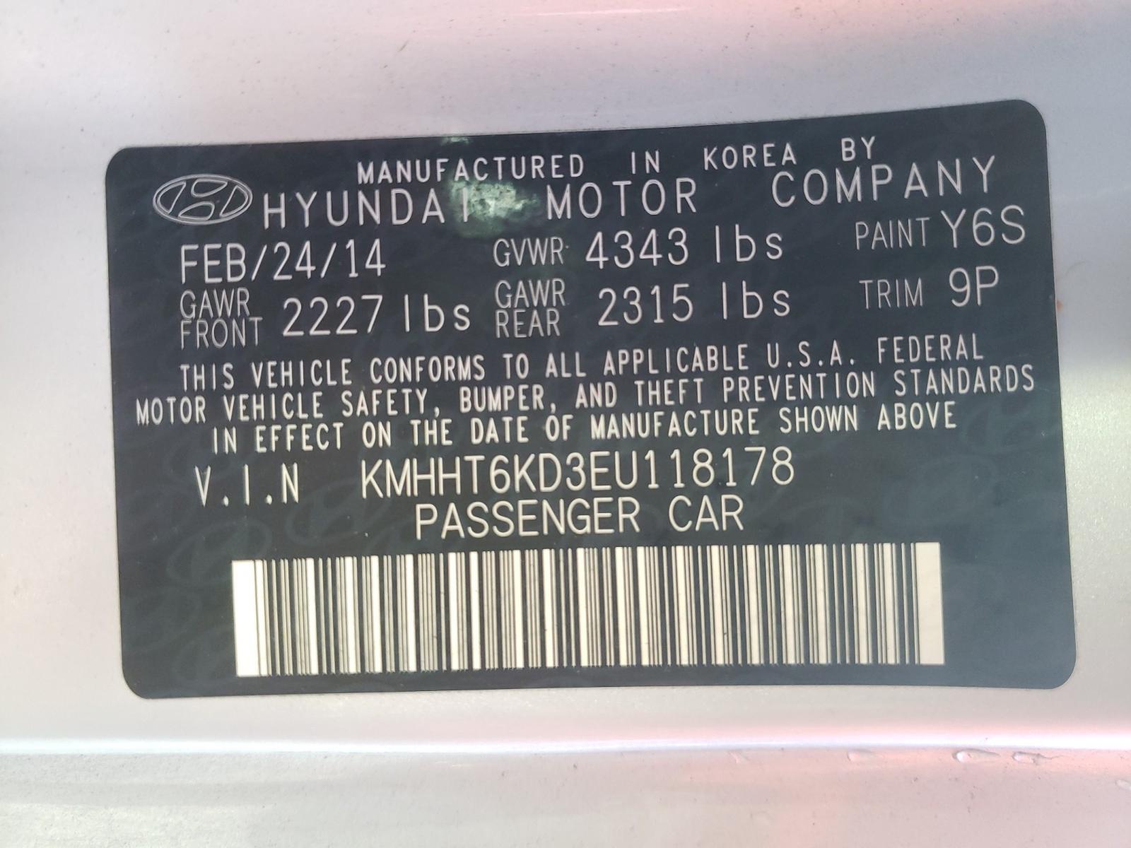 Photo 10 from auction – 2014 HYUNDAI GENESIS CO with VIN KMHHT6KD3EU118178