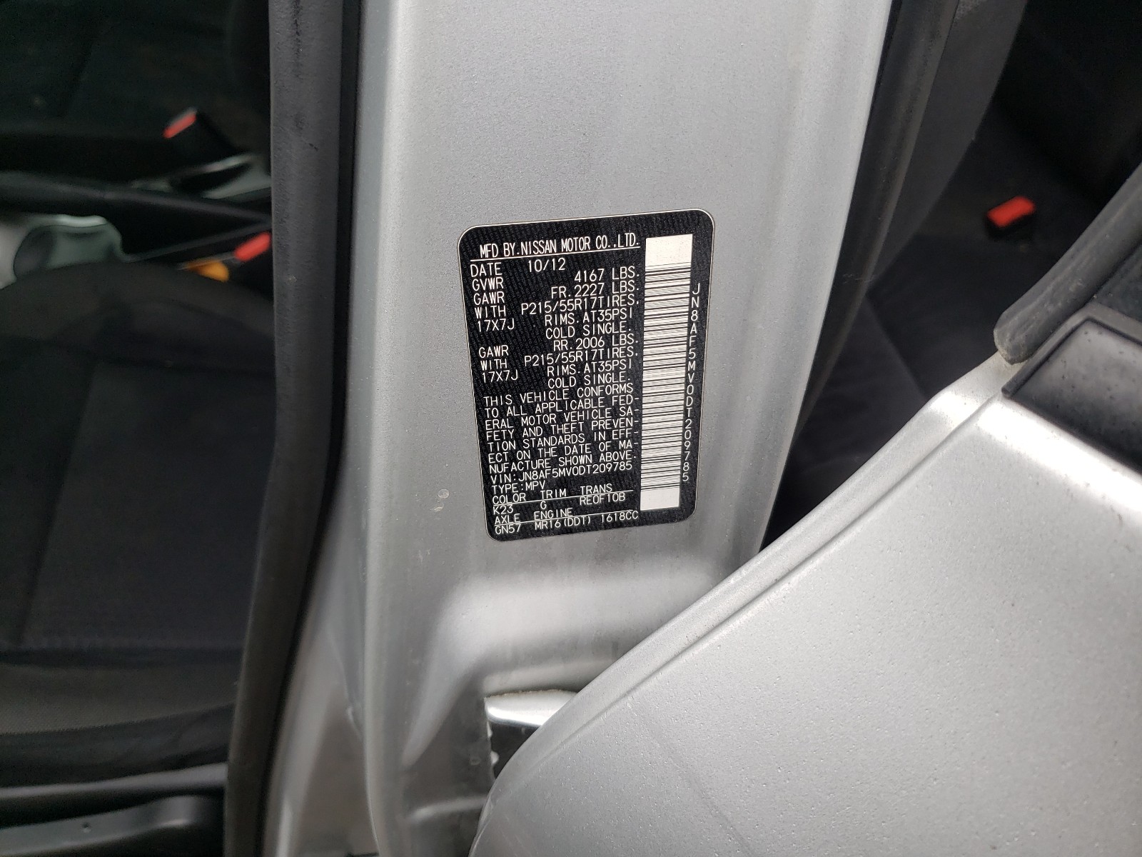 Photo 10 from auction – 2013 NISSAN JUKE S with VIN JN8AF5MV0DT209785