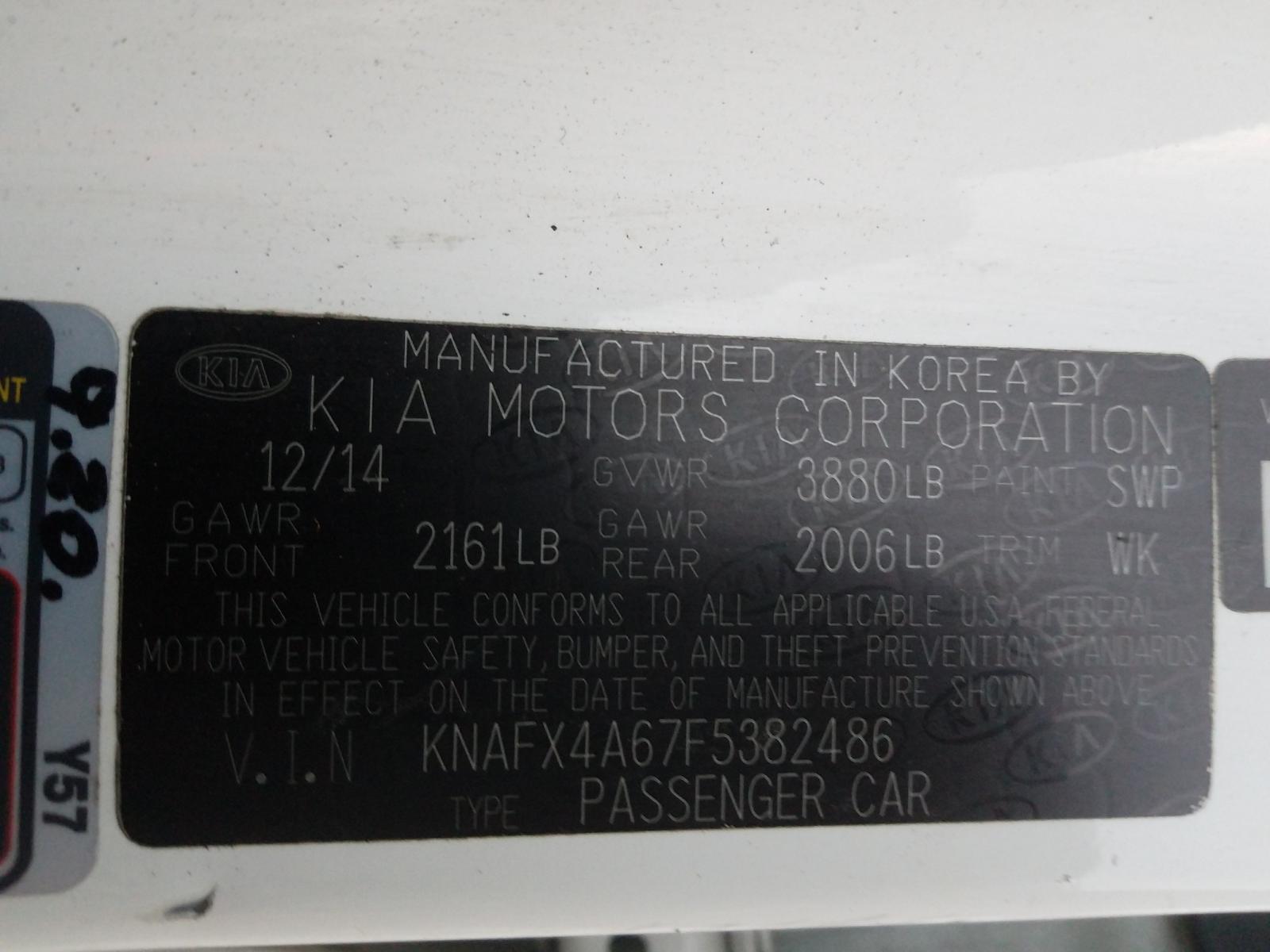 Photo 10 from auction – 2015 KIA FORTE LX with VIN KNAFX4A67F5382486