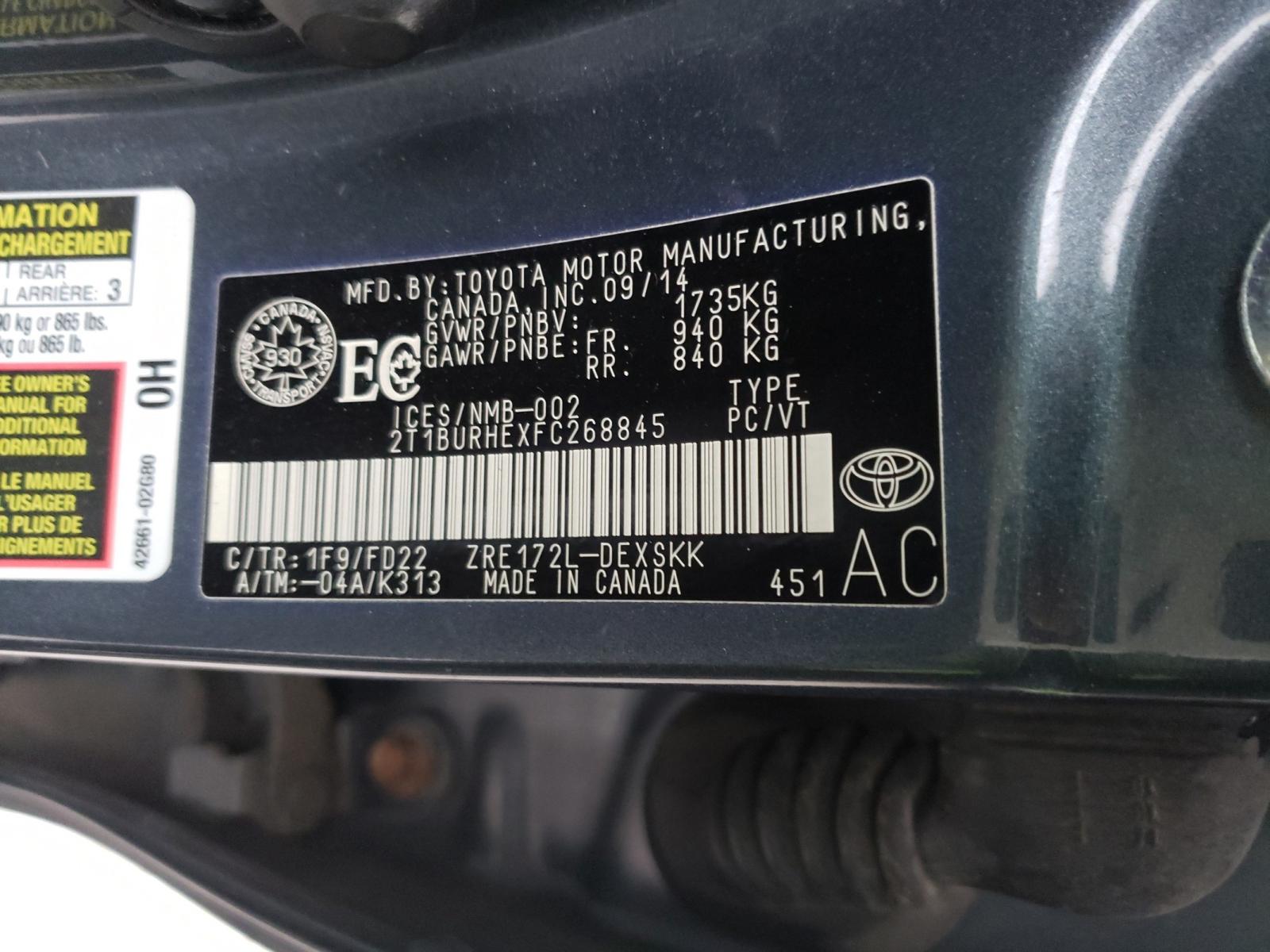 Photo 10 from auction – 2015 TOYOTA COROLLA L with VIN 2T1BURHEXFC268845