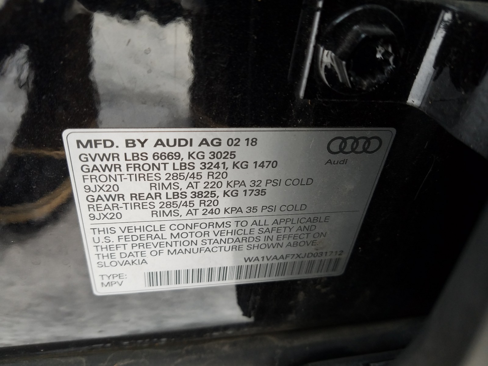 Photo 10 from auction – 2018 AUDI Q7 PRESTIG with VIN WA1VAAF7XJD031712