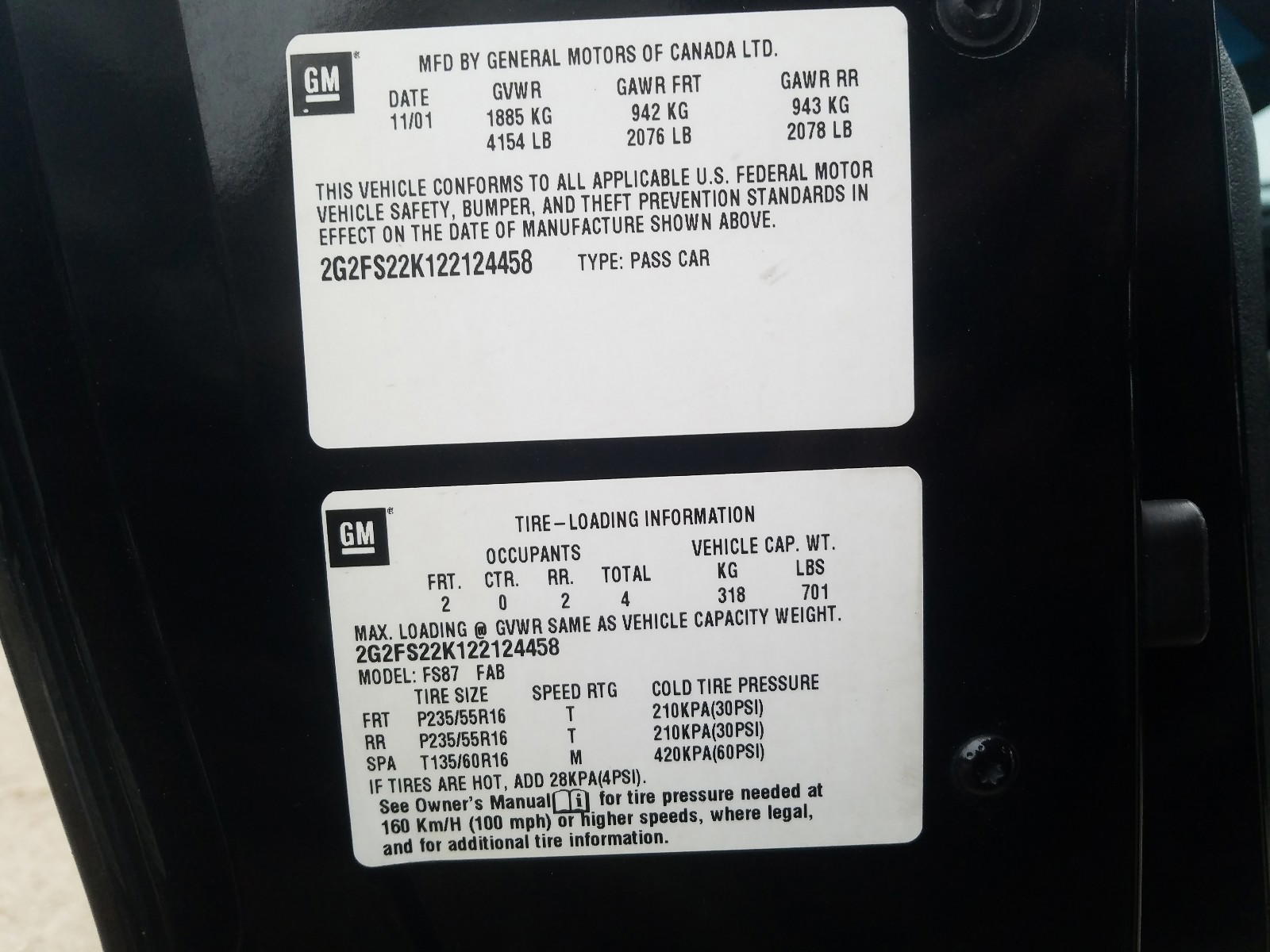 Photo 10 from auction – 2002 PONTIAC FIREBIRD with VIN 2G2FS22K122124458