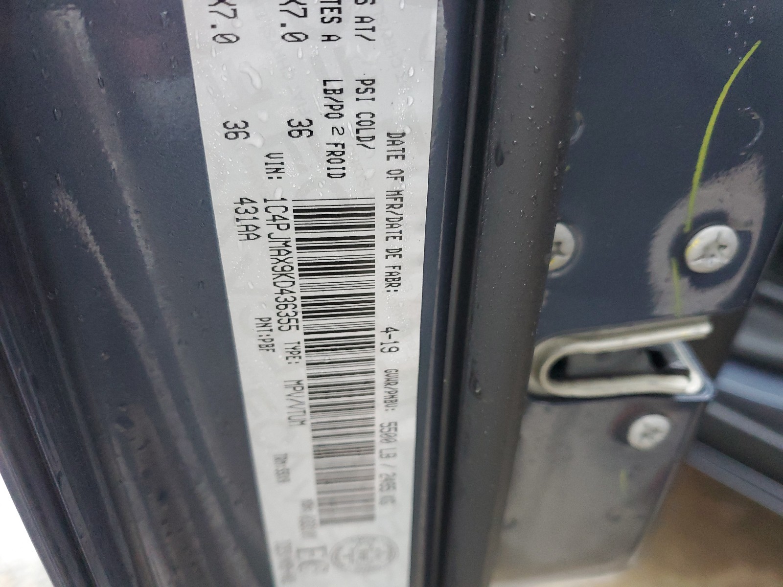 Photo 10 from auction – 2019 JEEP CHEROKEE S with VIN 1C4PJMAX9KD436355