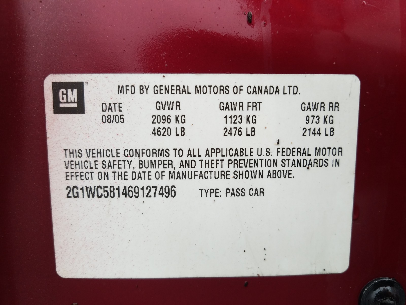 Photo 10 from auction – 2006 CHEVROLET IMPALA LT with VIN 2G1WC581469127496