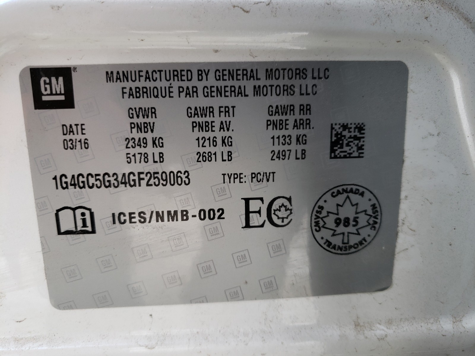 Zdjęcie 10 z aukcji – 2016 BUICK LACROSSE z VIN 1G4GC5G34GF259063
