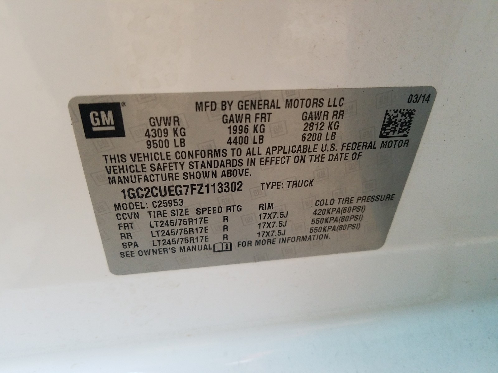 Photo 10 from auction – 2015 CHEVROLET SILVERADO with VIN 1GC2CUEG7FZ113302